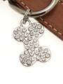 Brown Leather Diamante Collar & Diamante Bone Charm