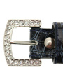 Blue Crocodile Leather Diamante Collar / Diamante Bone Charm & Lead Set