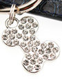 Blue Crocodile Leather Diamante Collar & Diamante Bone Charm
