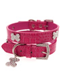 Bruiser's Legally Blonde Pink Leather Diamante Collar / Diamante Bone Charm & Lead Set