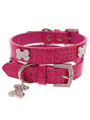 Bruiser's Legally Blonde Pink Leather Diamante Collar & Diamante Bone Charm