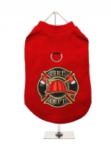 ''Fire Dept.'' Harness-Lined Dog T-Shirt