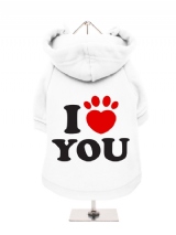 ''I Love You'' Fleece-Lined Dog Hoodie / Sweatshirt